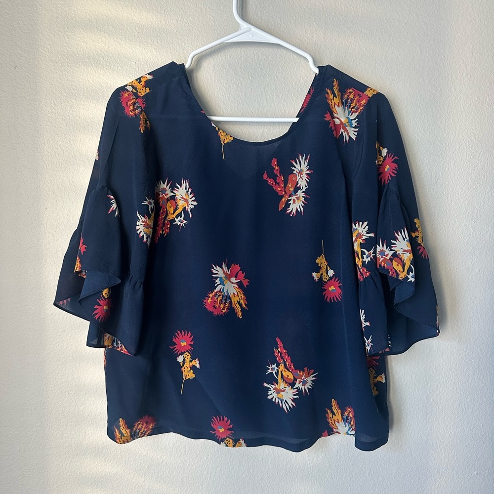 Madewell Navy Floral Blouse - Picture 3 of 6